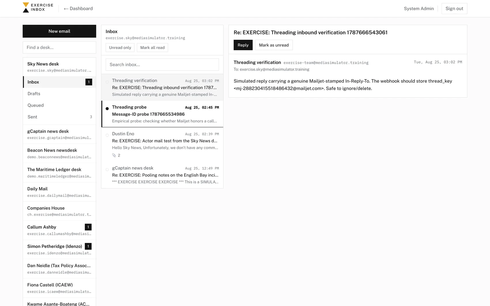 A reporter's email arrives in an inbox